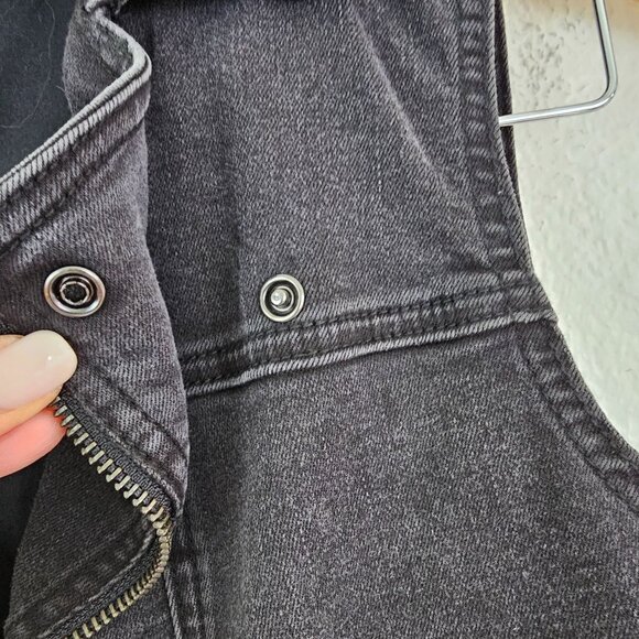 Harley Davidson Womens Sz M Winged Rhinestones Logo Zip-Front Denim Vest Black - Picture 5 of 14